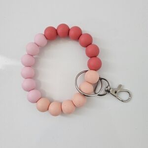 Pink and Peach Beaded Silicone Keychain